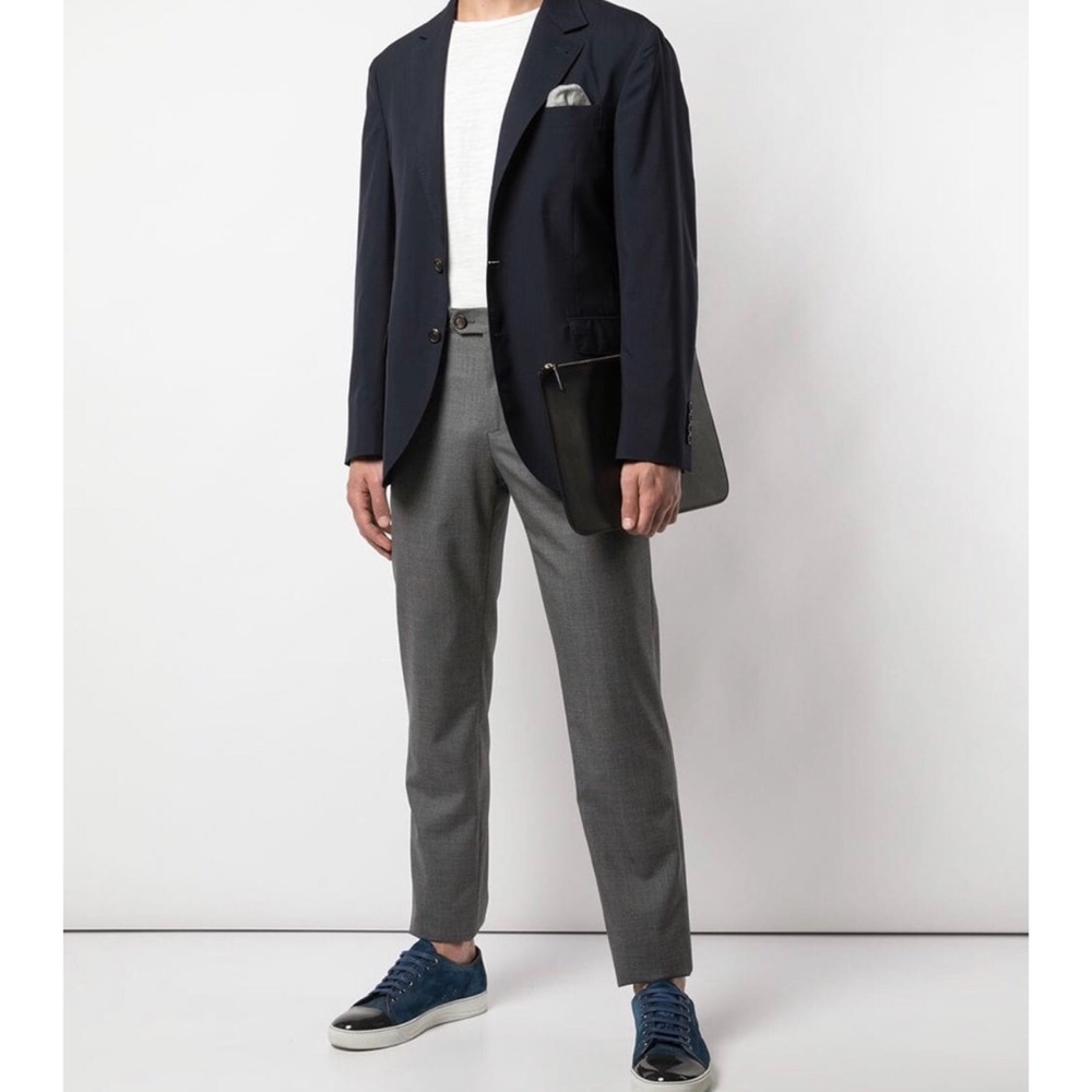 Brunello Cucinelli V-neck suit jacket Navy